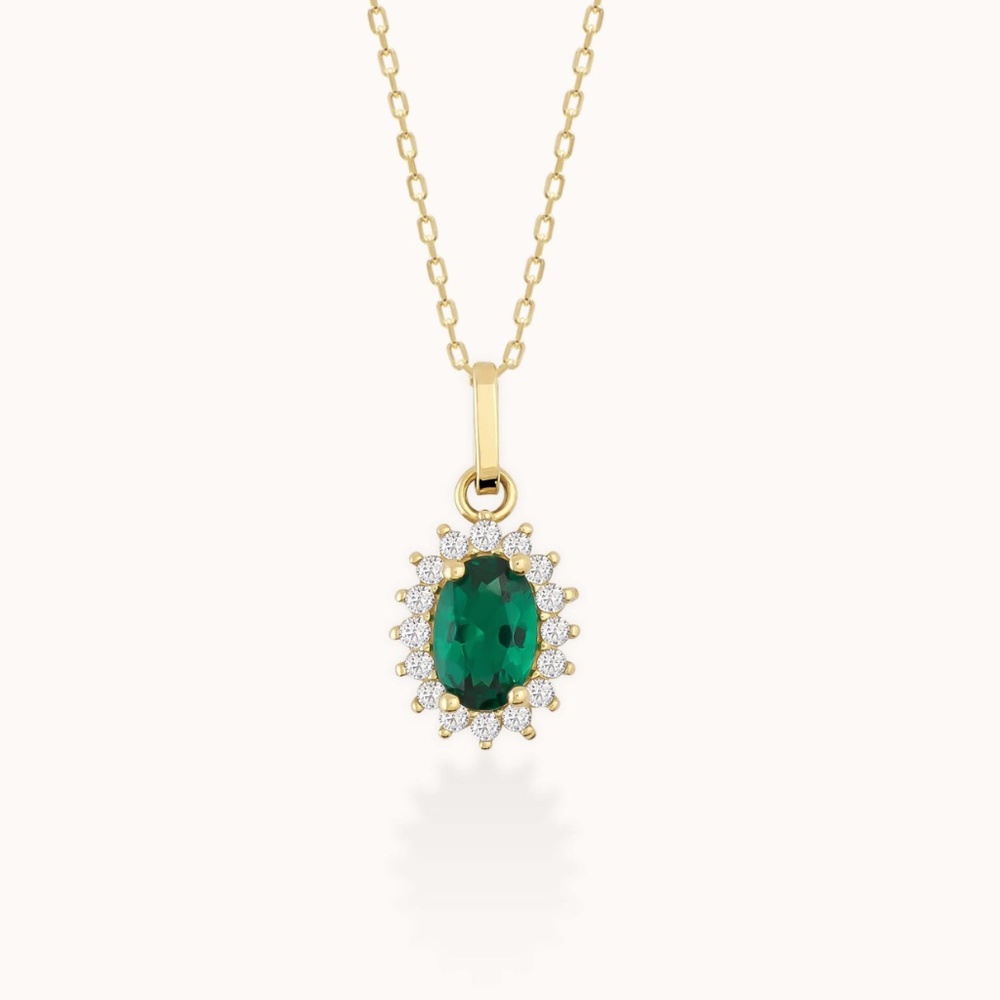 14K Gold Emerald Necklace